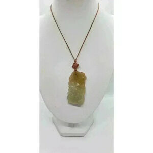 Vintage Jade Hand Carved necklace Pendant Necklace Peacock Beauty Luck Symbol